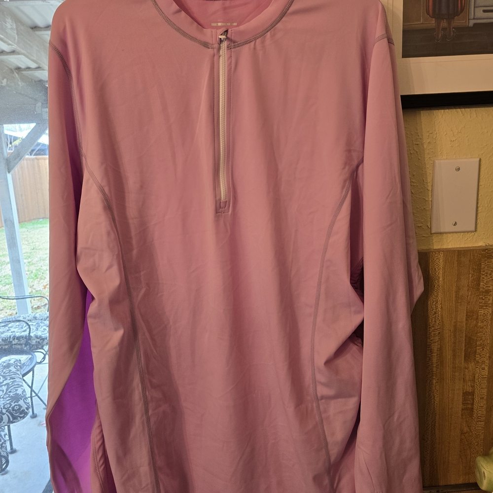 Pink Quarter-Zip Long Sleeve Shirt